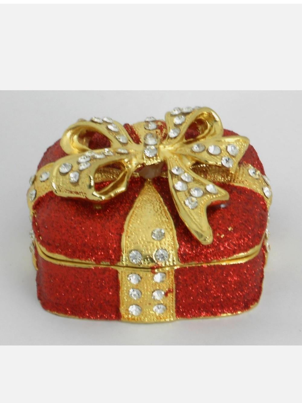 Red Enameled Metal Jewelry Box